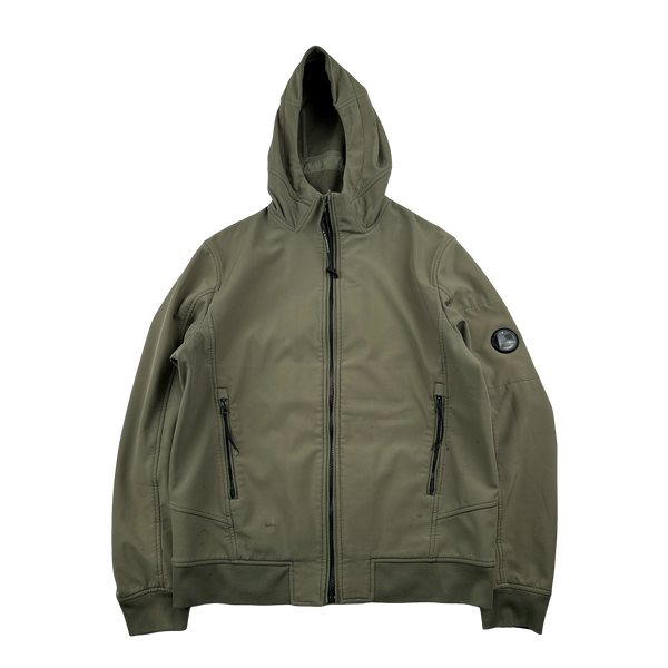 CP Company Khaki Green Fleece Lined Soft Shell Jacket - Large