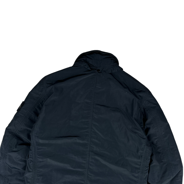 Stone Island Micro Reps Navy Primaloft Lined Long Jacket - Medium