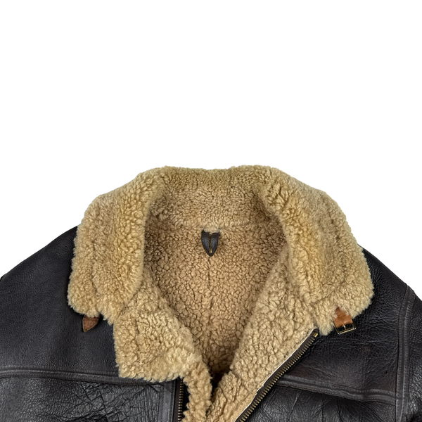 Cirrus Shearling Lined Aviator Pilot Thick Leather Vintage Jacket - XXL