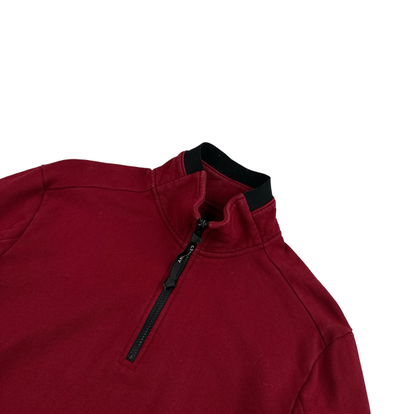 CP Company Red Cotton Lens Viewer Quarter Zip Pullover - Large