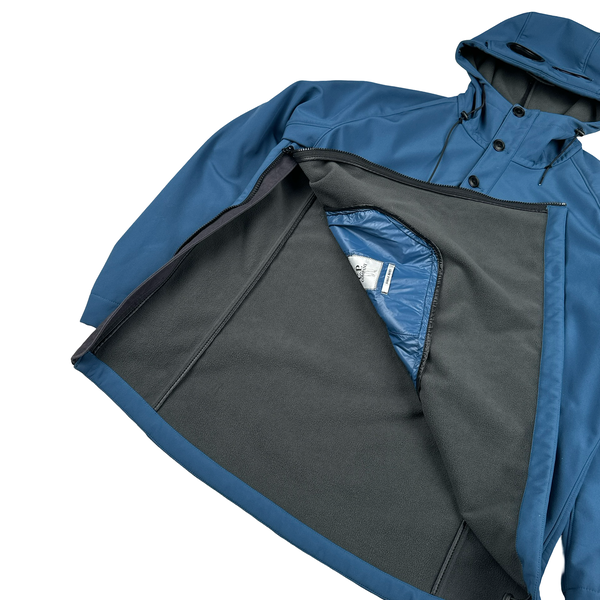 CP Company Blue Fleece Lined Soft Shell Smock Goggle Jacket - Large