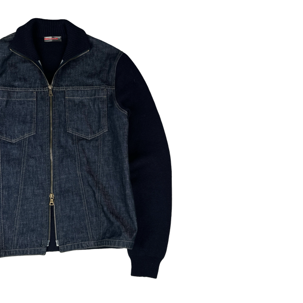 Prada Red Tab Denim Collared Jacket - XL