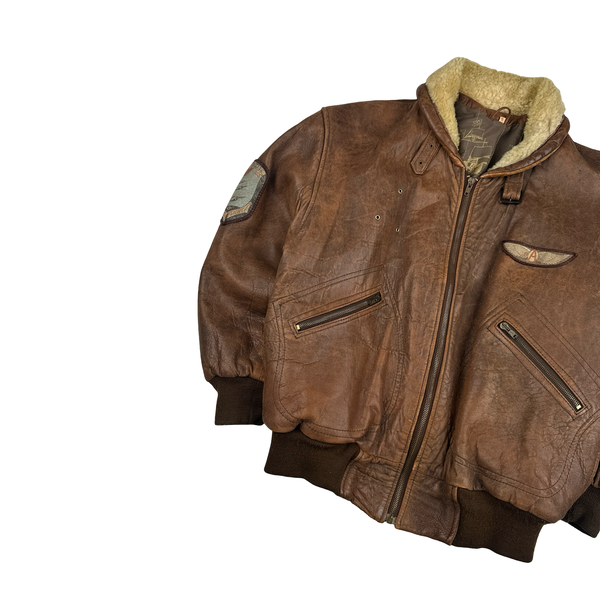 Leather Vintage Flight Dakota Shearling Bomber Jacket - Small