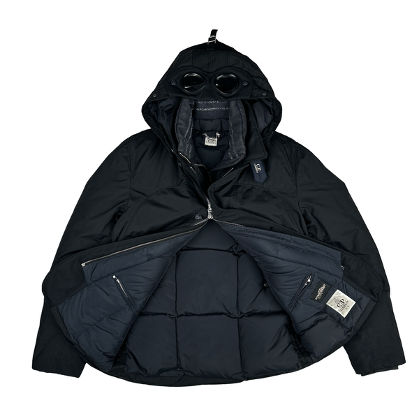 CP Company Down Filled Quilted Lined Black Goggle Puffer Jacket - Large