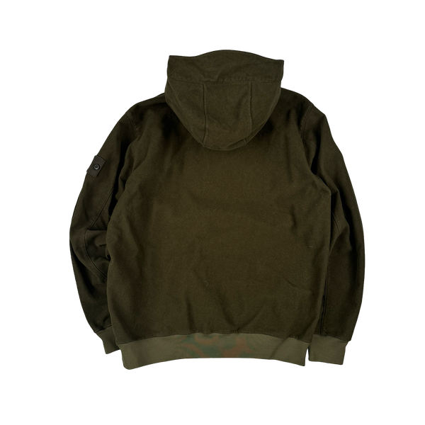 Stone Island 2021 Khaki Ghost Piece Flocked Pullover Hoodie - Medium