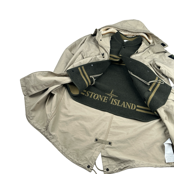 Stone Island Beige David TC Blanket Lined Fishtail Parka Jacket - XL
