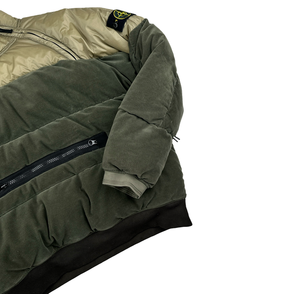Stone Island 2018 Khaki Cotton Velvet Down TC Reverse Lamy Flock Puffer - Large
