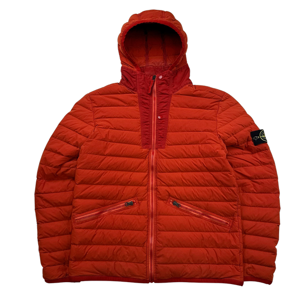 Stone Island Red Loom Woven Down Chambers Stretch Nylon Jacket - Large
