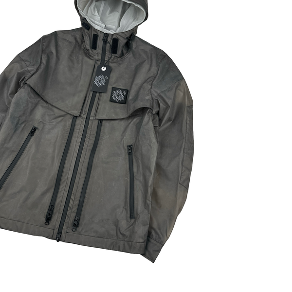 Plurimus Matte Grey Dual Hood Polycover Zipped Jacket - Small