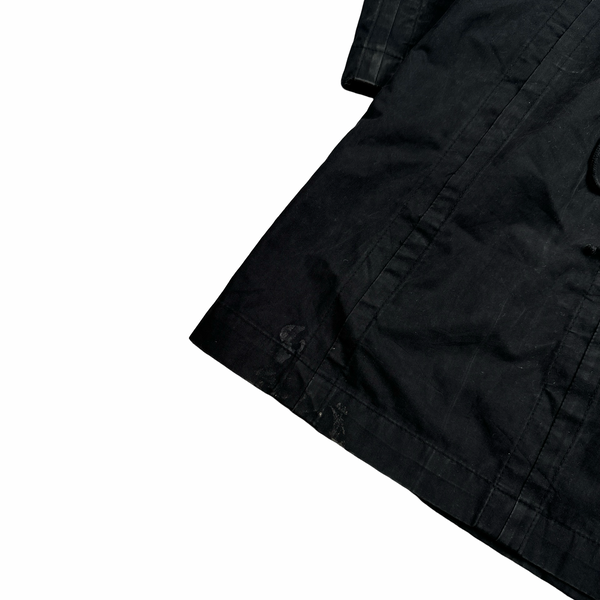 CP Company Black Long Hooded Cotton Blend Jacket - Small