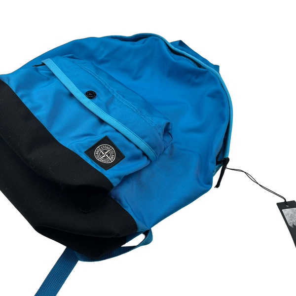 Stone Island Blue Spellout Compass Backpack