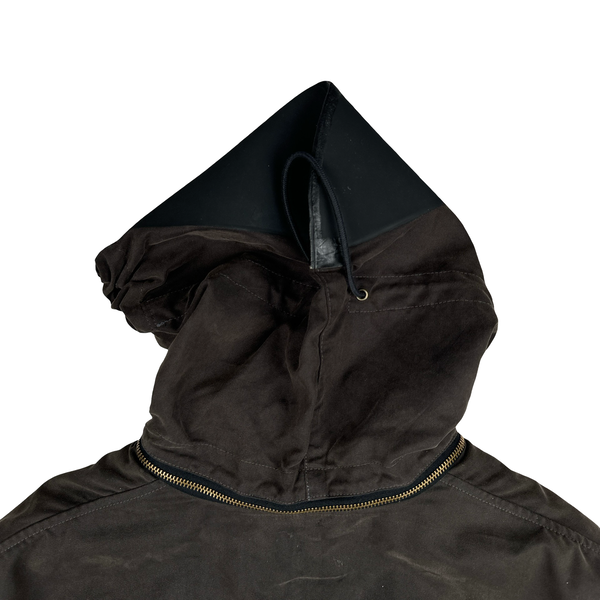 Cp Company Archive 2002 Brown Vulcanised Rubber Hood Lined Goggle Jacket - XXL