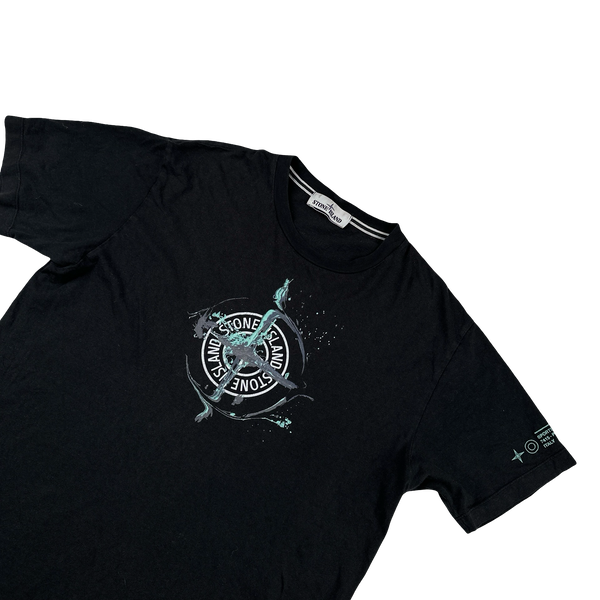 Stone Island 2021 Navy Cotton Graphic T Shirt - Large