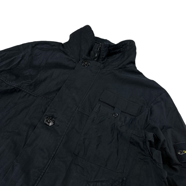 Stone Island 2004 Black Cotton Raso Gommato Jacket - XL