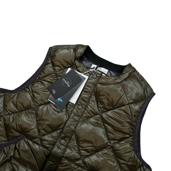 And Wander Khaki Pertex Diamond Quilted Puffer Vest - Medium