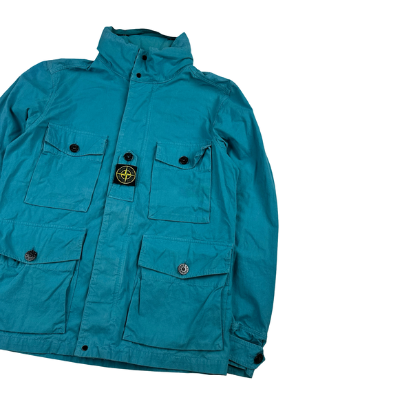 Stone Island 2020 Blue Cotton Cordura Centre Badge Field Jacket - Medium
