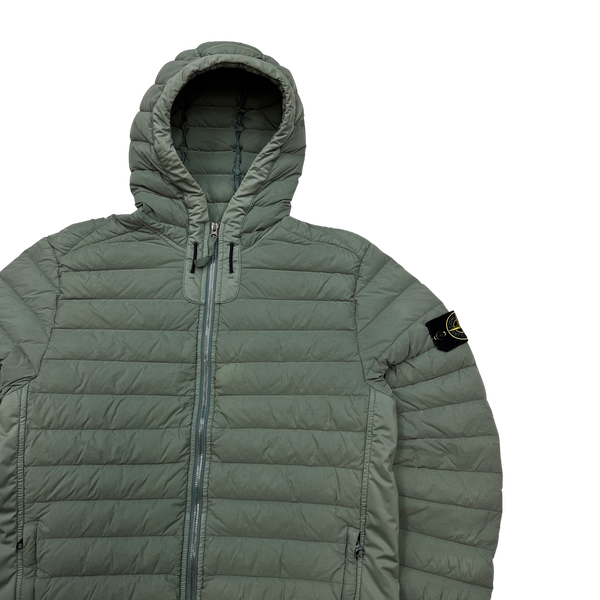 Stone Island Green Loom Down Woven Puffer Jacket - Medium