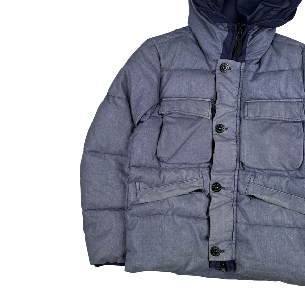 Stone Island Purple Lino Resinato Down-TC Puffer Jacket - Small