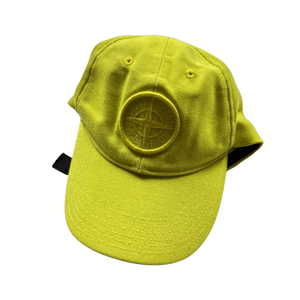 Stone Island Yellow Wool Blend Compass Patch Cap - Large