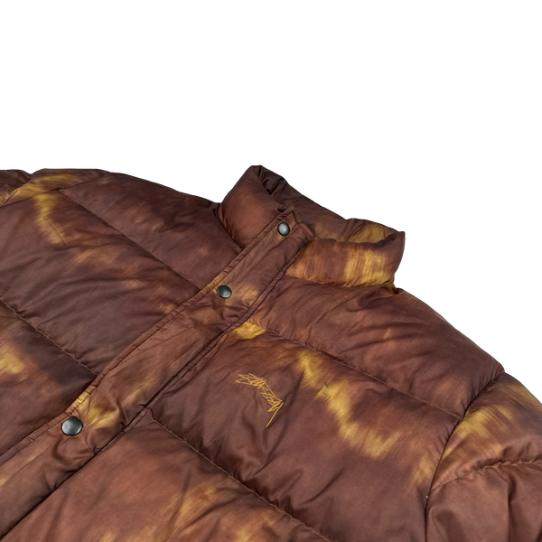 Stussy Tortoise Shell Tie Dye Puffer Jacket - Large