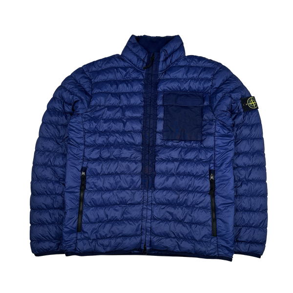Stone Island 2018 Blue Micro Yarn Down Puffer Overshirt - XL