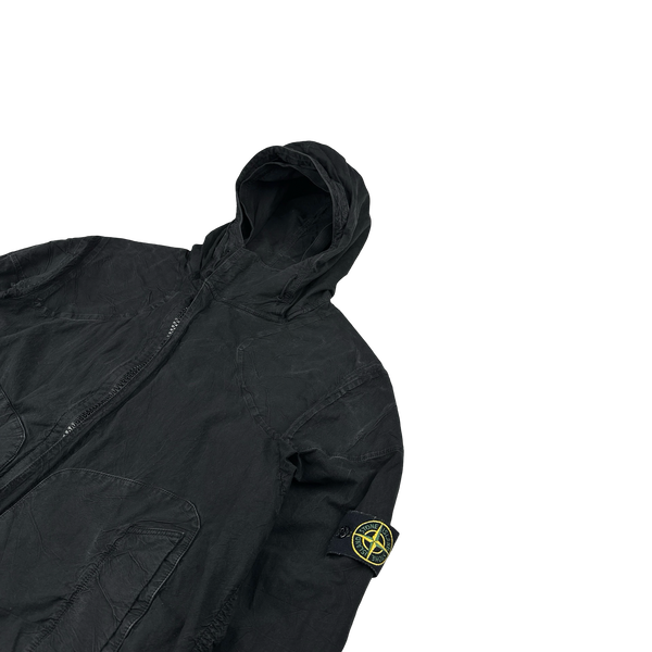 Stone Island 2005 Black Cotton Compact Hooded Jacket - Large