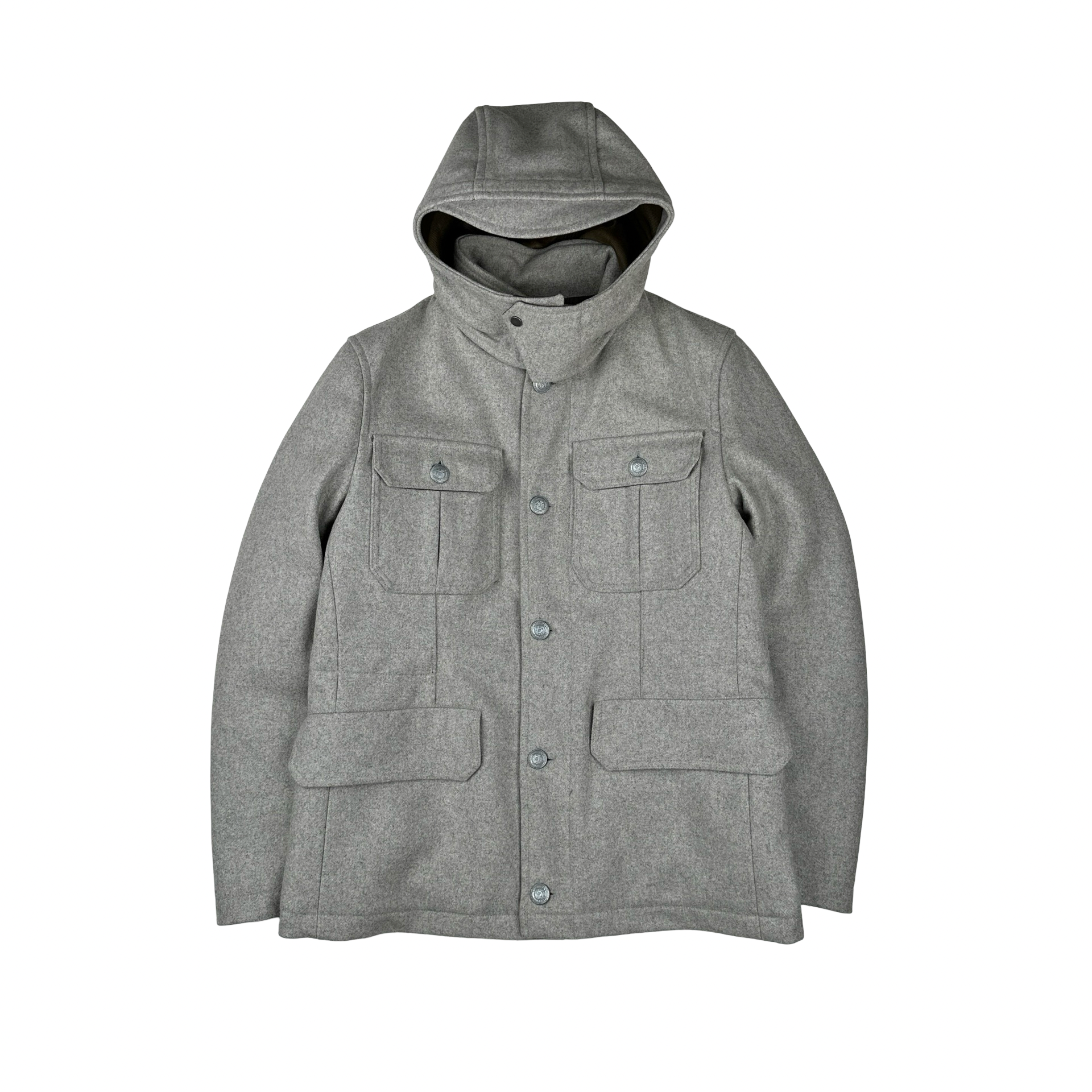 ジャケット・アウター C.P. Company Lana Wool Buttoned Jacket CP Company Thick Grey Lana Wool Detailed Buttoned Jacket - Large