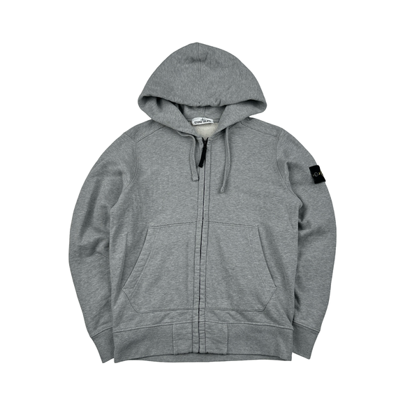 Stone Island 2019 Light Grey Zipped Cotton Hoodie - Small
