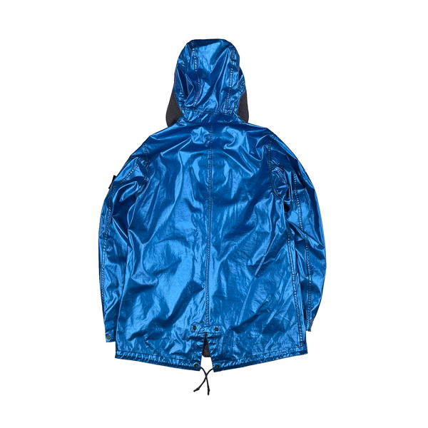 Stone Island Reversible Electric Chrome Blue Spaceman Raso Gommato Jacket - Small