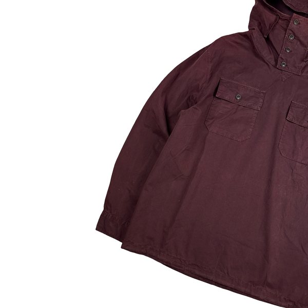 CP Company Burgundy Cargo Pocket Pullover Cotton Smock Jacket - Large