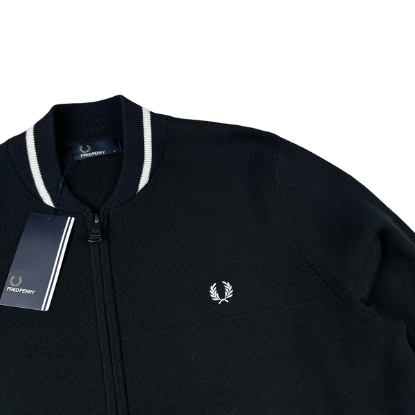 Fred Perry Black Zipped Knit Bomber - Large