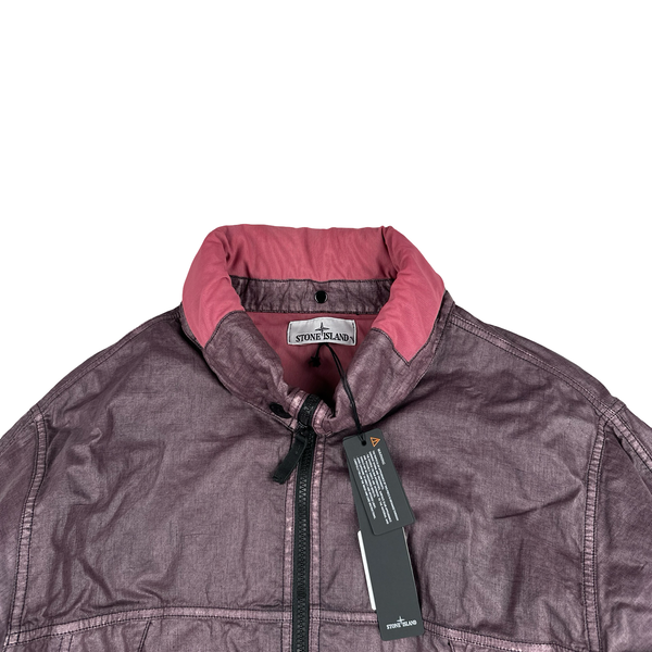 Stone Island 2025 Raw Linen Plated OVD Purple Zipped Jacket - Medium