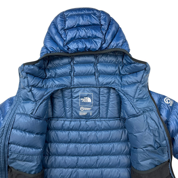 North Face Blue Summit Series 800 Down Hooded Puffer Jacket - Small