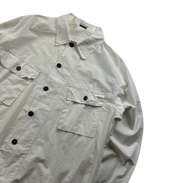 Stone Island Vintage 2003 White Buttoned Spellout Overshirt - XL