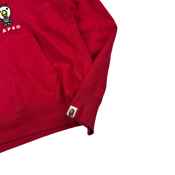 BAPE Baby Milo Red Graphic Hooded Jumper - Medium