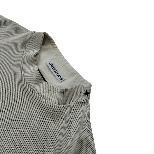 Stone Island 1998 Grey Ribbed Cotton Vintage Jumper - Large
