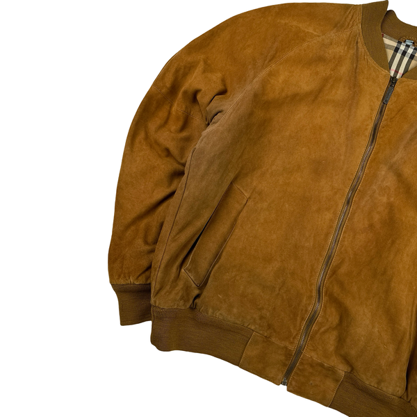 Burberry Suede Nova Check Lining Harrington Bomber Jacket - 3XL
