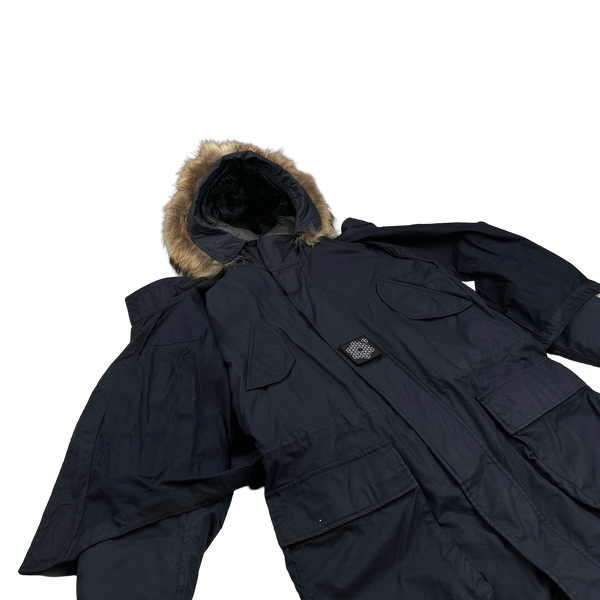 Plurimus Navy 3 In 1 Fur Hood Parka Vest Jacket - Medium