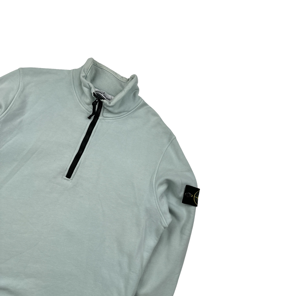Stone Island 2022 Mint Cotton Quarter Zip Crewneck Sweatshirt - Medium