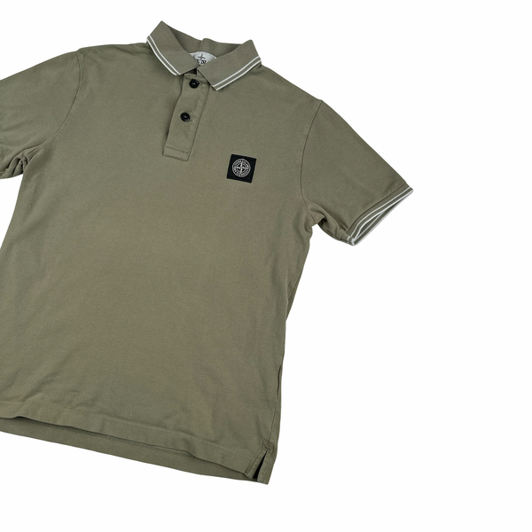 Stone Island Khaki Short Sleeve Polo Shirt - Small