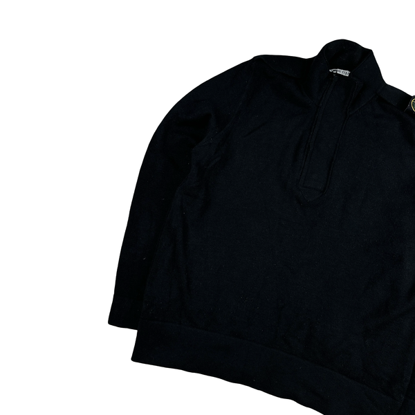 Stone Island 2008 Black Shoulder Badge Wool High Neck Pullover Jumper - XL
