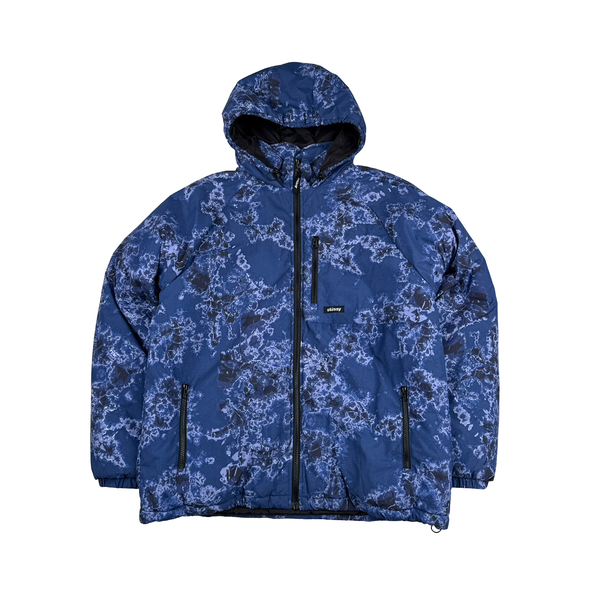 Stussy Blue Floral Print Primaloft Puffer Jacket - Large
