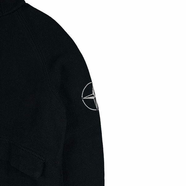 Stone Island 2002 Black Thick Knitted Hooded Compass Jumper - XL