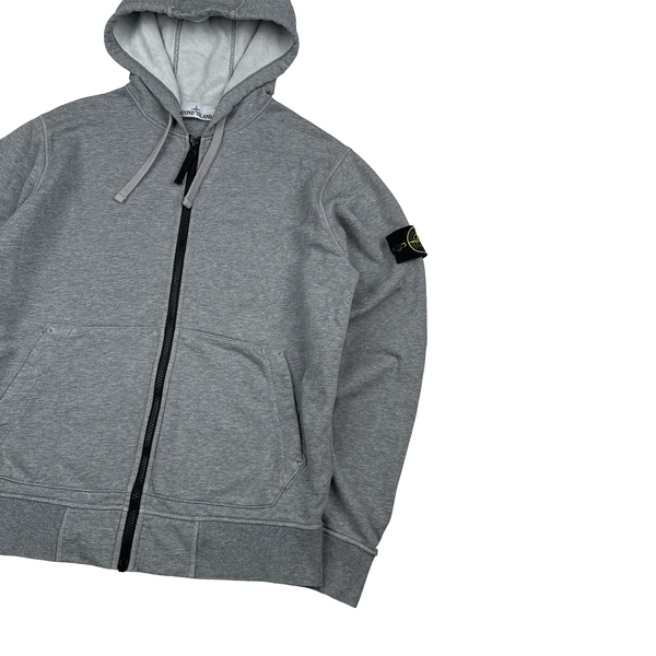 Stone Island Grey Cotton Zipped Hoodie - Medium