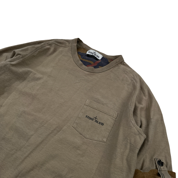 Stone Island 2012 Brown Archive Camo Lined Rolled Sleeved T-Shirt - Large