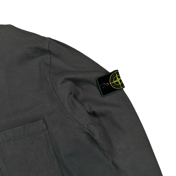 Stone Island Vintage 1999 Grey Cotton Collared Polo Shirt - XXL