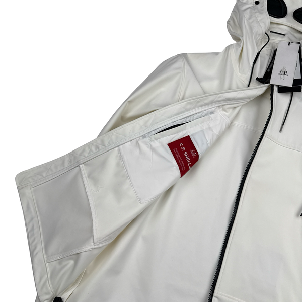 CP Company White Soft Shell R Goggle Hooded Zipped Jacket - XS