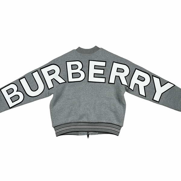 Burberry Thick Heavyweight Grey Spellout Zipped Jumper - Medium