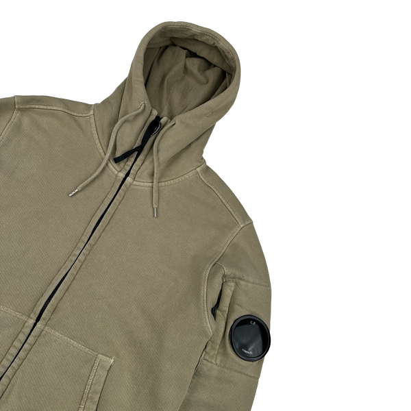 CP Company Beige Lens Viewer Zipped Hoodie - Small