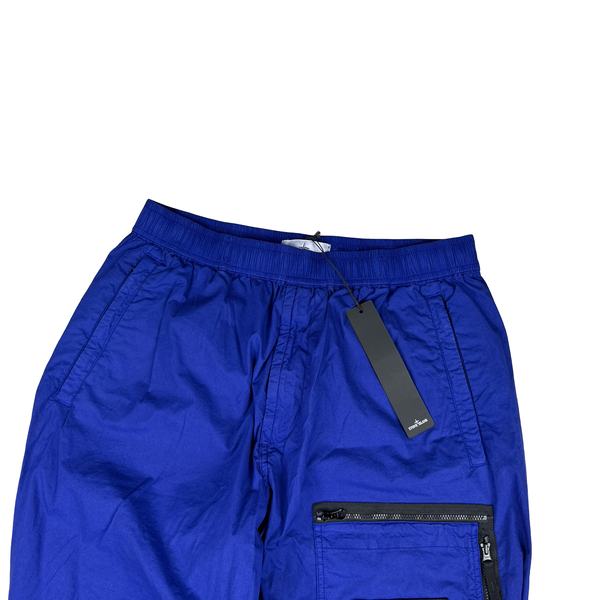 Stone Island 2022 Electric Blue Cotton Cargo Trousers - 32"